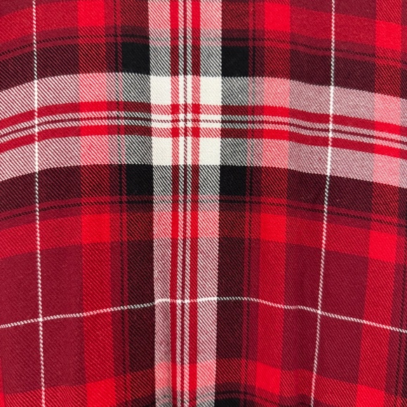 Loft Women's Red Black Plaid Long Sleeved Blouse Top XL - Picture 2 of 8